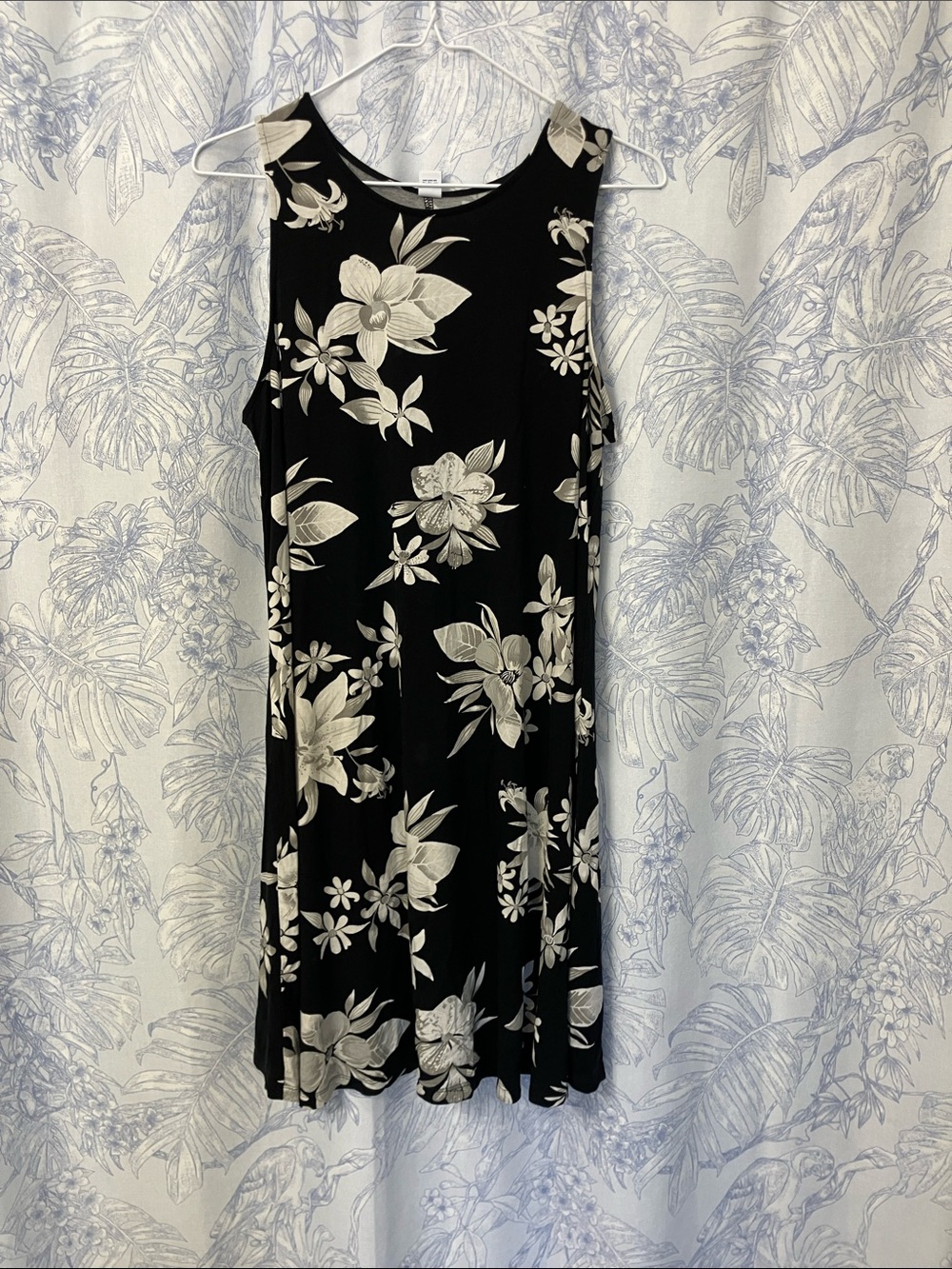 Old Navy Black Dress with Ivory Floral Print